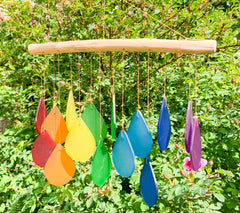 Glass Windchime Rain Drop - Rainbow