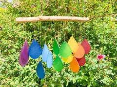 Glass Windchime Rain Drop - Rainbow