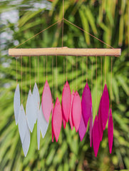 Glass Windchime 'Leaves' - Pink/Purple