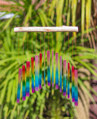 Glass Windchime Curved Rectangle - Rainbow