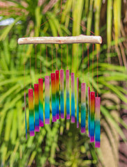 Glass Windchime Curved Rectangle - Rainbow