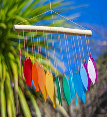 Glass Windchime 'Falling Leaves' - Rainbow