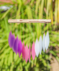 Glass Windchime 'Falling Leaves' - Pink/Purple