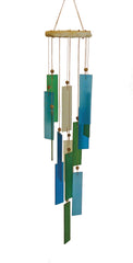 Glass Windchime Spiral Rectangle - Blueish