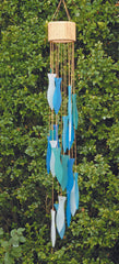 Glass Windchime Spiral Fish - Blue