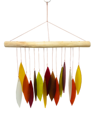 Small Glass Windchime 'Leaves' - Sunset