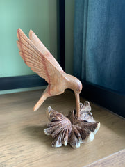 Wooden Carved Hummingbird on Parasite Wood