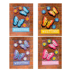 Multicoloured Metal Butterfly Welcome Sign