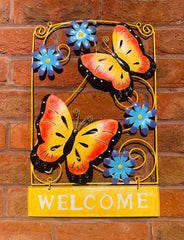 Multicoloured Metal Butterfly Welcome Sign