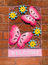 Multicoloured Metal Butterfly Welcome Sign
