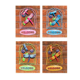 Multicoloured Metal Butterfly Welcome Sign