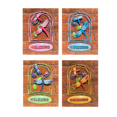 Multicoloured Metal Butterfly Welcome Sign