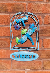 Multicoloured Metal Butterfly Welcome Sign