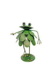 Painted Metal Feather Frog