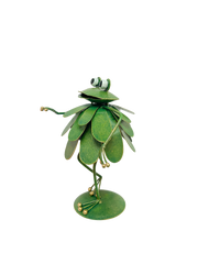 Painted Metal Feather Frog