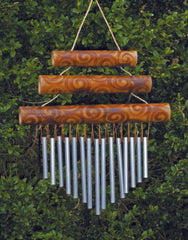 Bamboo 3 Piece Chime - Burnt Motif