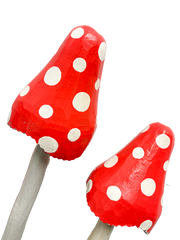 Wood Mushroom Red Set Of 3