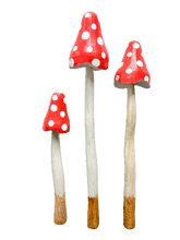 Wood Mushroom Red Set Of 3