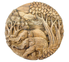 Circle Elephant Family Wall Plaque