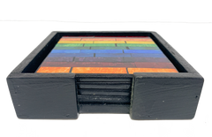 Square Mosaic Coaster - Rainbow Stripe Set of Four