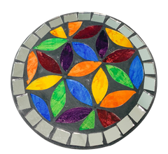Round Mosaic Coaster Flower - Set of Four