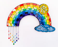 Mosaic Wall Plaque Rainbow and Sun