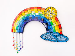 Mosaic Wall Plaque Rainbow and Sun