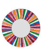 Multicoloured Stripe Mosaic Mirror