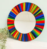 Mosaic Mirror Vibrant Rainbow 40cm