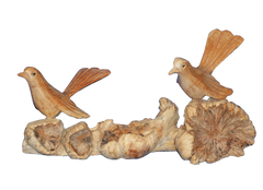 Wooden Double Bird Carving on Parasite Wood