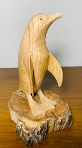 Penguin on Stand Wooden Carving