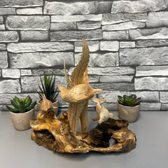 Wood Shark, Turtle and Dolphin on Log