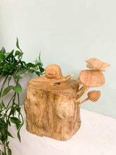 Wooden Snail with Mushrooms