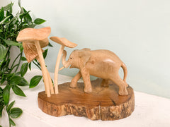 Wooden Elephant with Trees
