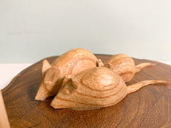 Wooden Mouse Family with Mushrooms