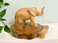 Wooden Elephant on Base