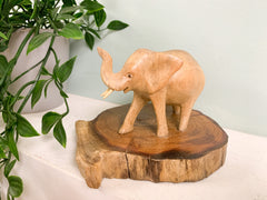 Wooden Elephant on Base