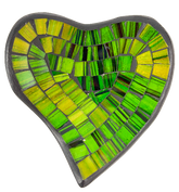 Abstract Heart Mosaic Bowl Set of Four - Green