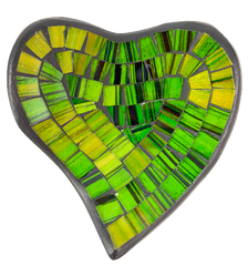 Abstract Heart Mosaic Bowl Set of Four - Green