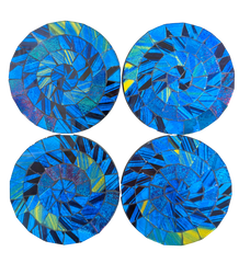 Round Mosaic Coaster Set of Four - Blue