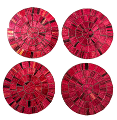 Round Mosaic Coaster Set of Four - Red