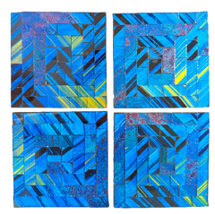 Square Mosaic Coaster Set of Four - Blue