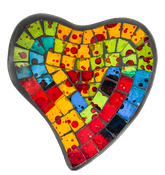 Abstract Heart Mosaic Bowl Set of Four - Rainbow