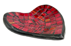 Abstract Heart Mosaic Bowl Set of Four - Red