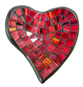 Abstract Heart Mosaic Bowl Set of Four - Red
