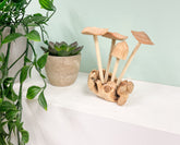 Mushrooms Toadstools Group of Four on Parasite Wood