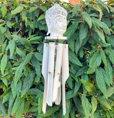 White Buddha Bamboo Windchime