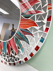 Orange/Black Sun Mosaic Mirror