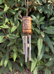 Bamboo Metal Chime - White Flower