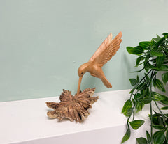 Wooden Carved Hummingbird on Parasite Wood